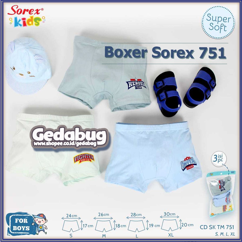 Celana dalam anak Boxer sorex kids  TM751  remaja laki laki / Boy Boxer Tm 751