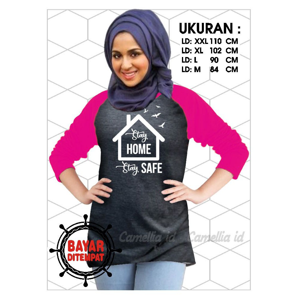 Kaos Raglan (HOME)/Kaos Wanita Lengan 3/4/ Kaos Wanita/ Kaos Cewek/ Kaos Oblong/Misty