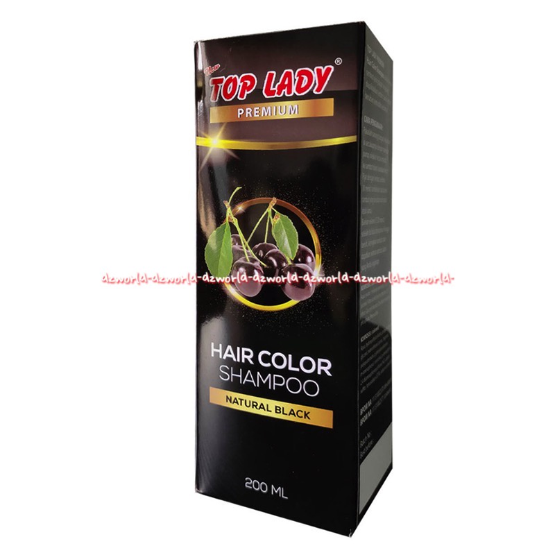 Top Lady Premium 200ml Hair Color Shampoo Natural Black Toplady Sampoo Pewarna Rambut Hitam Alami Black Colour Menutupi Uban 200 ml