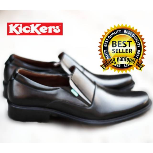 TERLARIS  Sepatu Pantofel Hitam KICKERS Pria Slop Formal Kasual Kerja Kantor Tanpa Tali TERMURAH