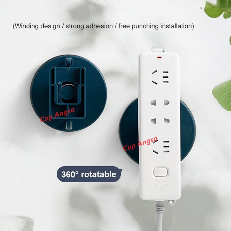 TEMPELAN HOLDER STOP KONTAK POWER PLUG WIFI HOLDER 360 ROTATION PUTAR ROTASI ALAT KAIT GANTUNGAN