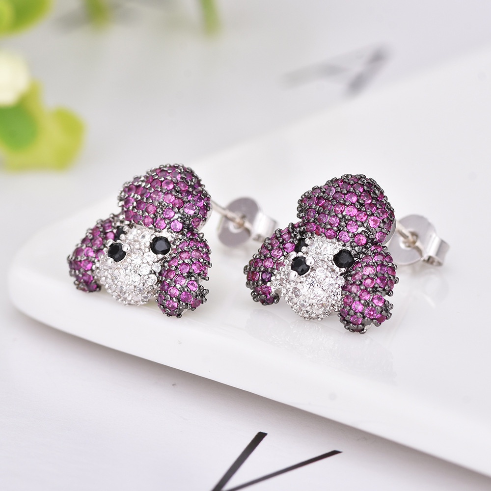 Anting Desain Hewan Husky Bahan Zirconia Untuk Hadiah