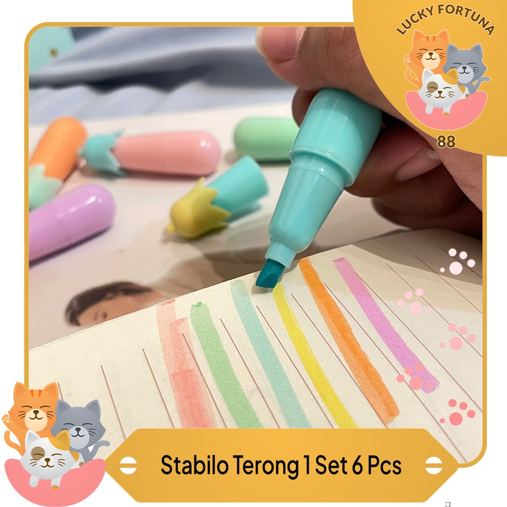 

[LuckyFortuna88] Stabilo Bentuk Terong 1 set 6 pcs Highlighter Bentuk Terong 1 set 6 pcs alat tulis kantor alat tulis sekolah lucu murah kualitas bagus