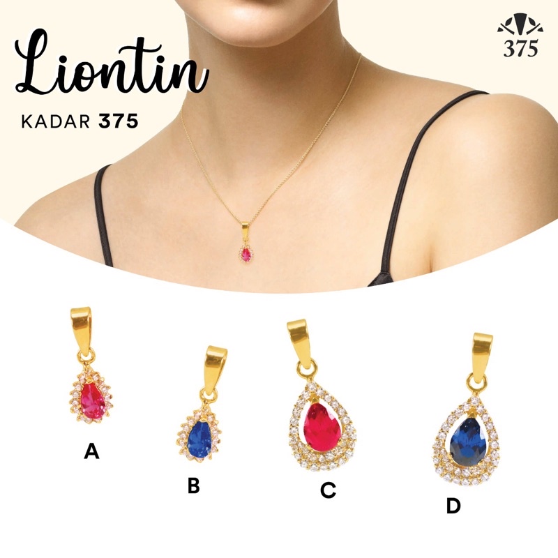 LIONTIN WANITA TETES SIMPLE BATU MERAH DAN BIRU CANTIK