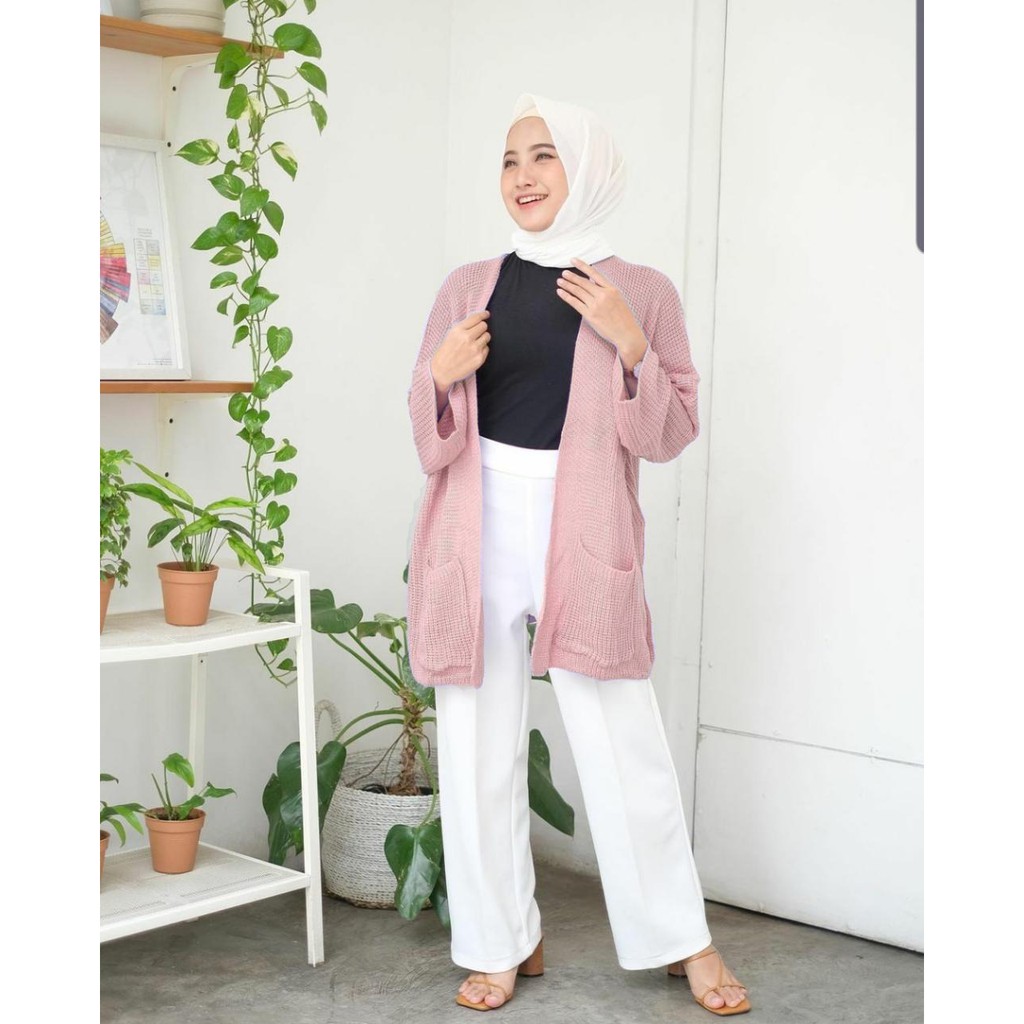 eireen cardy cardigan outer rajut sweater-dusty pink