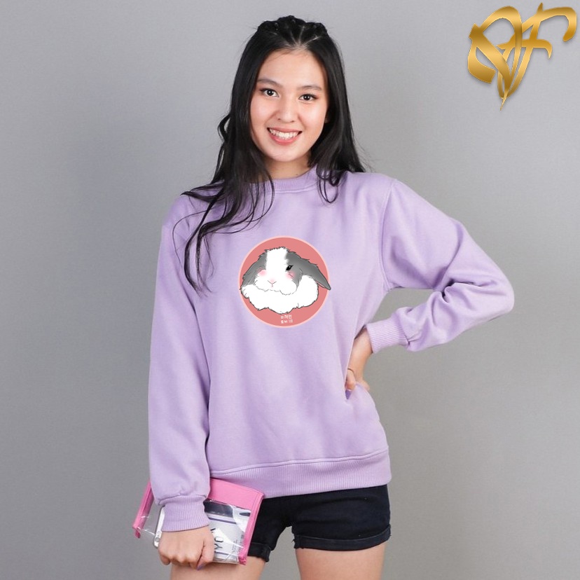 Sweater Rabbit Sakura Aesthetic Pria &amp; Wanita | Sweater Korea Style Fleece Cotton | Dhea Fashion