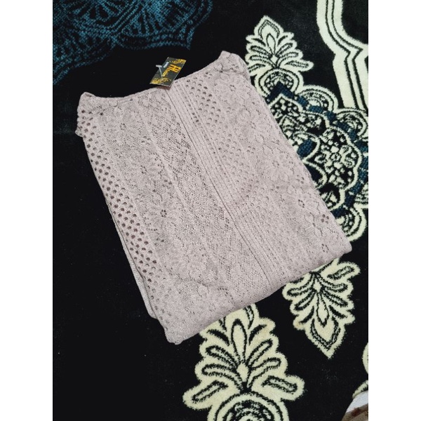 OUTER BROKAT KERUT// KARDIGAN BRUKAT // ATASAN BRUKAT KERUT // KARDIGAN OVERSIZE-Crop khaki