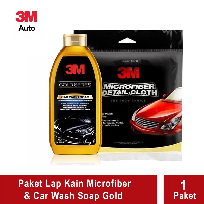 3M Paket Lap Kain Microfiber dan Sabun Cuci Mobil - 39016 &amp; Car Wash