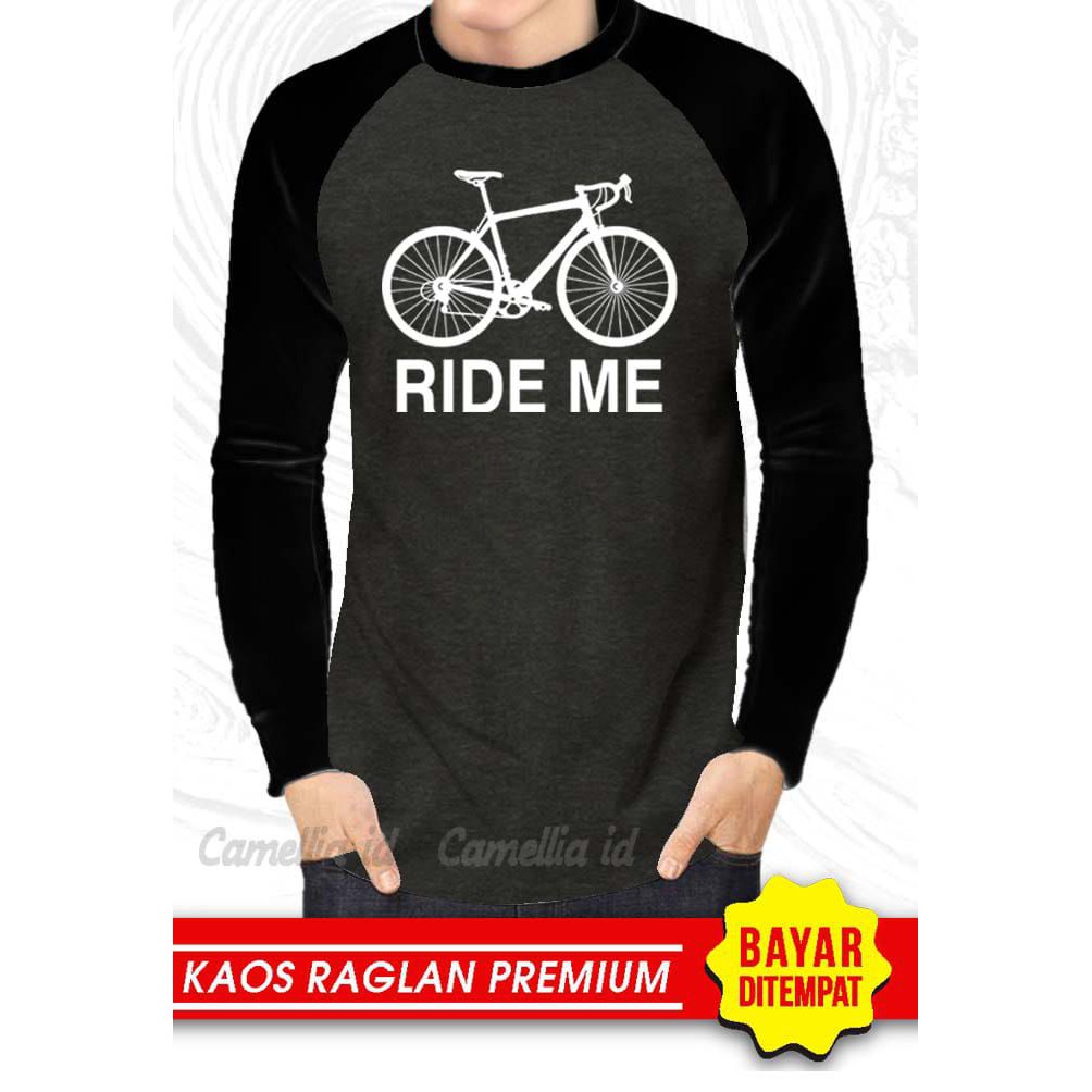 Kaos Raglan (RIDE ME)/Kaos Pria Lengan Panjang/ Kaos Pria/ Kaos Cowok/ Kaos Oblong/Misty