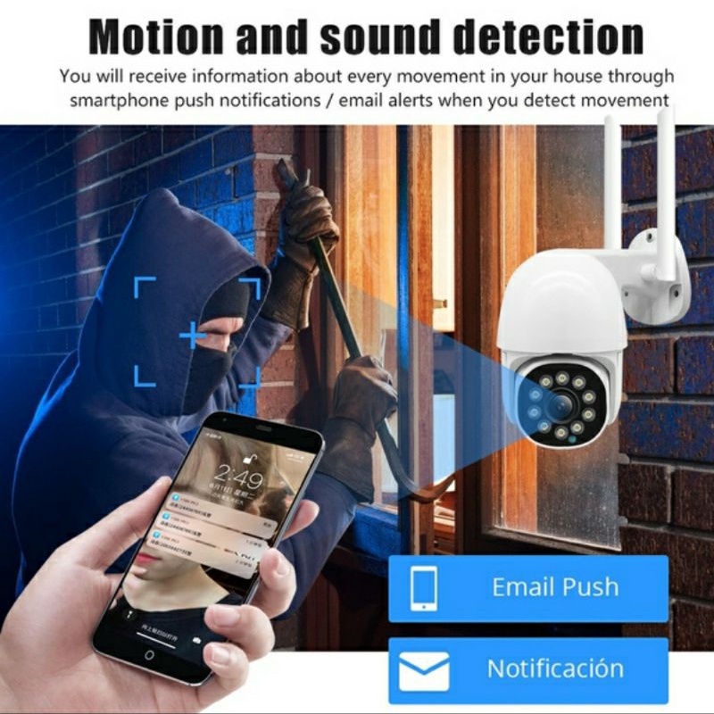 CCTV OUTDOOR IP CAMERA PTZ PAN TILT APP V380 8MP - MALAM BERWARNA