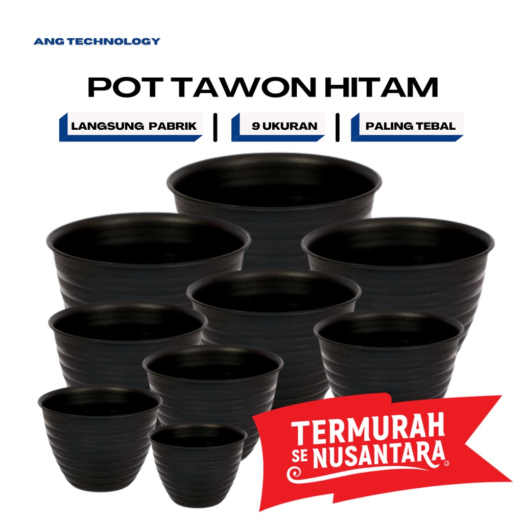 Pot Bunga Pot Tanaman Pot Tawon ANG Hitam 20 Termurah se-Indonesia 8 10 12 15 18 21 24 27 30