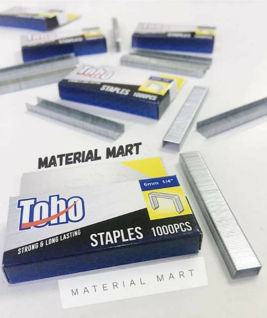 Isi Staples Gun Toho 6 mm Ori | Refill Air Stapler Nailer | Steples 1/4&quot; | Material Mart