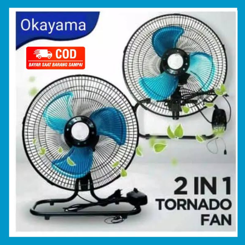 OKAYAMA 12 inch Kipas Angin Tornado Besi Meja dan Dinding 2in1 OK-1230