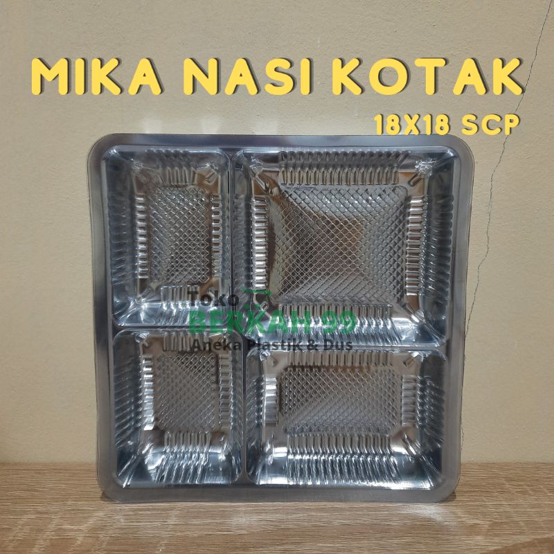 MIKA nasi kotak 18x18 , 16x16  (isi 10) bening dan putih  catering hajatan prasmanan