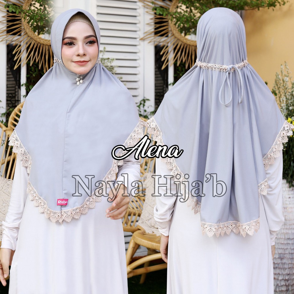 Jilbab Instan Serut Alena Renda Import Kerudung Instan Jersey Super Premium Termurah Nayla Hijab