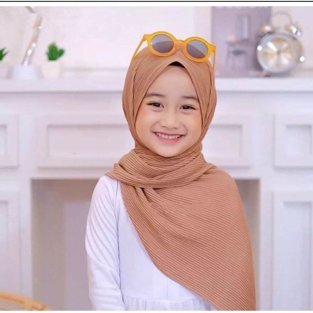 PROMO kerudung pasmina plisket anak umur 6-12 tahun / kerudung pashmina / jilbab pashmina ceruti