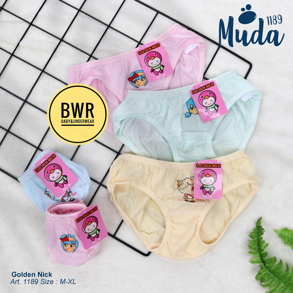 [ 6pc ] CD Golden Nick Anak MUDA 1189 [ V UA2 - WA2 ] Celana Dalam Anak Perempuan - Bwr