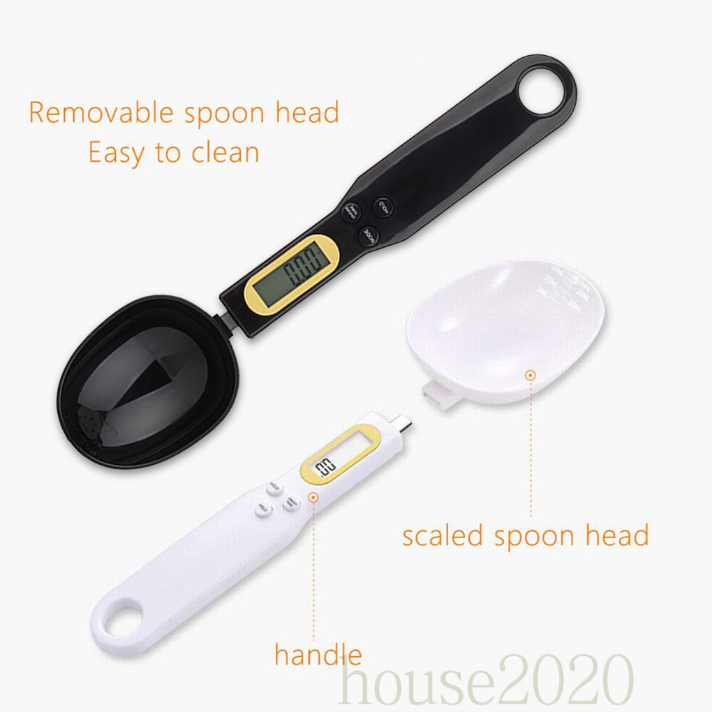 [HOUSE2020]500g/0.1g Measuring Spoon Home Kitchen Salt Coffee Sugar LCD Display Digital Scale Measuring Scoop, White