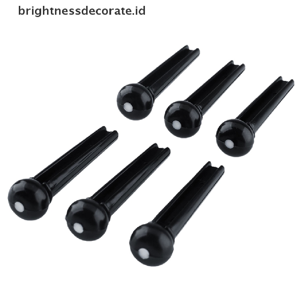 6pcs Pin Bridge Ebony Warna Hitam Dengan Shell Dots Untuk Gitar Akustik