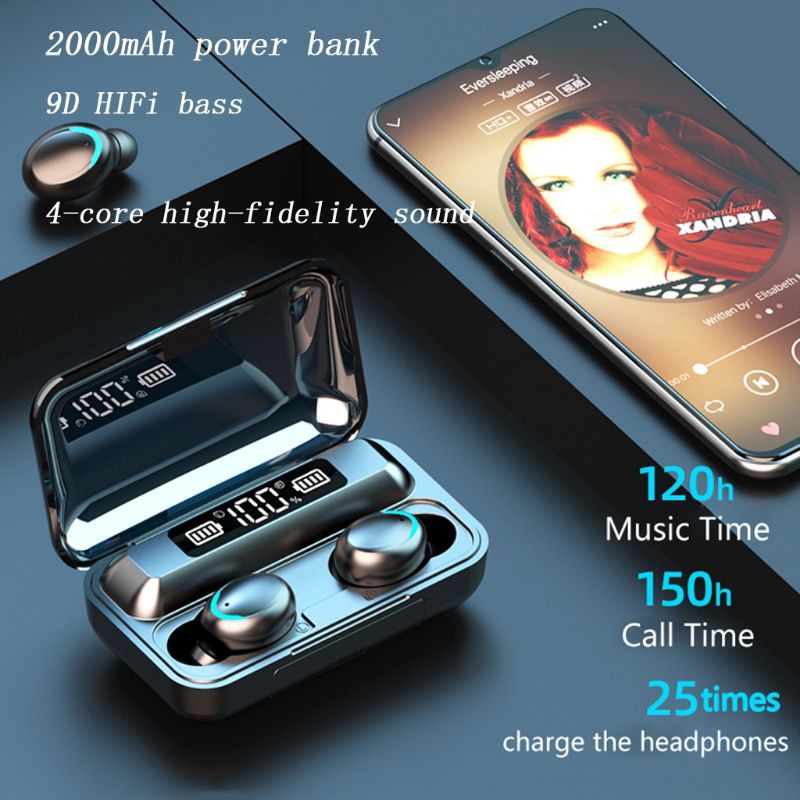 Headset bluetooth f9 rws earphone