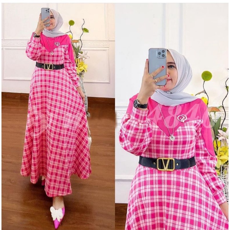 Gamis Tartan pink by Extu /Dress extu
