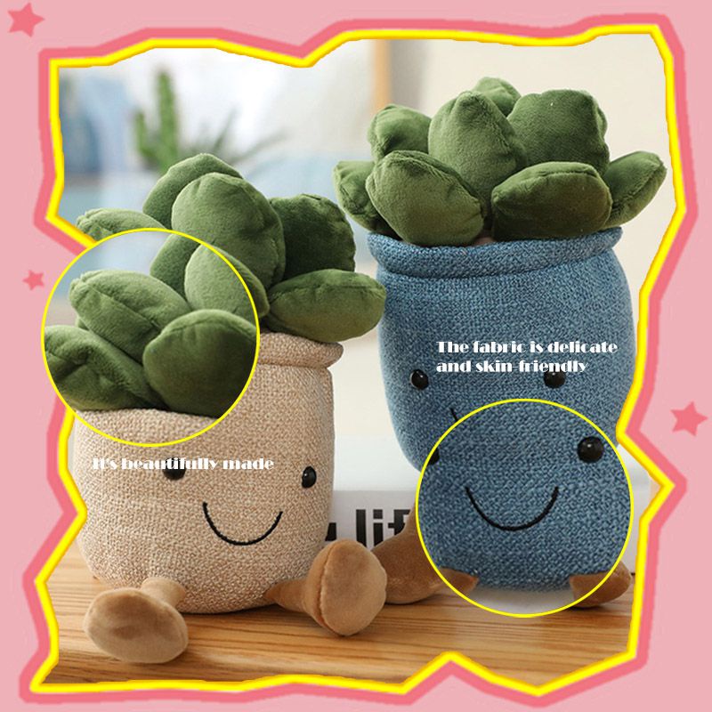 Lifelike Succulent Plants Plush Stuffed Toys Soft Doll Potted Flowers Decoration
