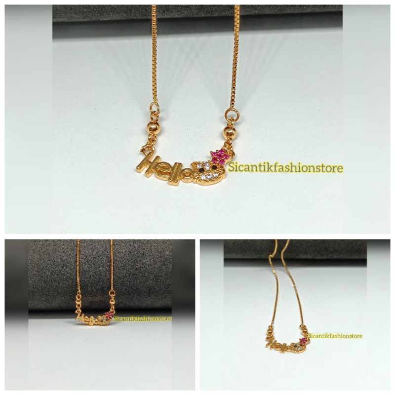 PROMO KALUNG TITANIUM ANAK HELLO KITTY TERLARIS ANTI KARAT PERHIASAN ANAK LAPIS EMAS TIDAK LUNTUR