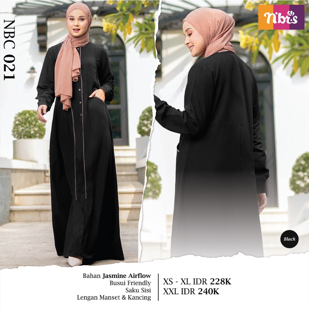 Nibras Gamis NBC 21 Bahan Jasmine Airflow Dress Simpel Polos Fashion Muslimah Modern Kekinina by Nibras bisa COD