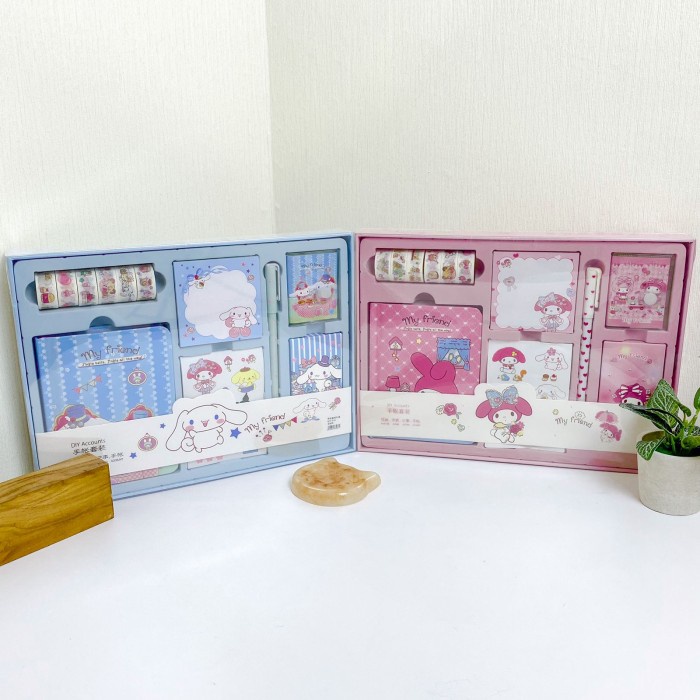 

TERBARU PAKET ALAT TULIS 7 IN 1 JURNAL CINAMONROL BIRU / MY MELODY PINK INCLUDE BOX CUTE LUCU UNIK BISA COD