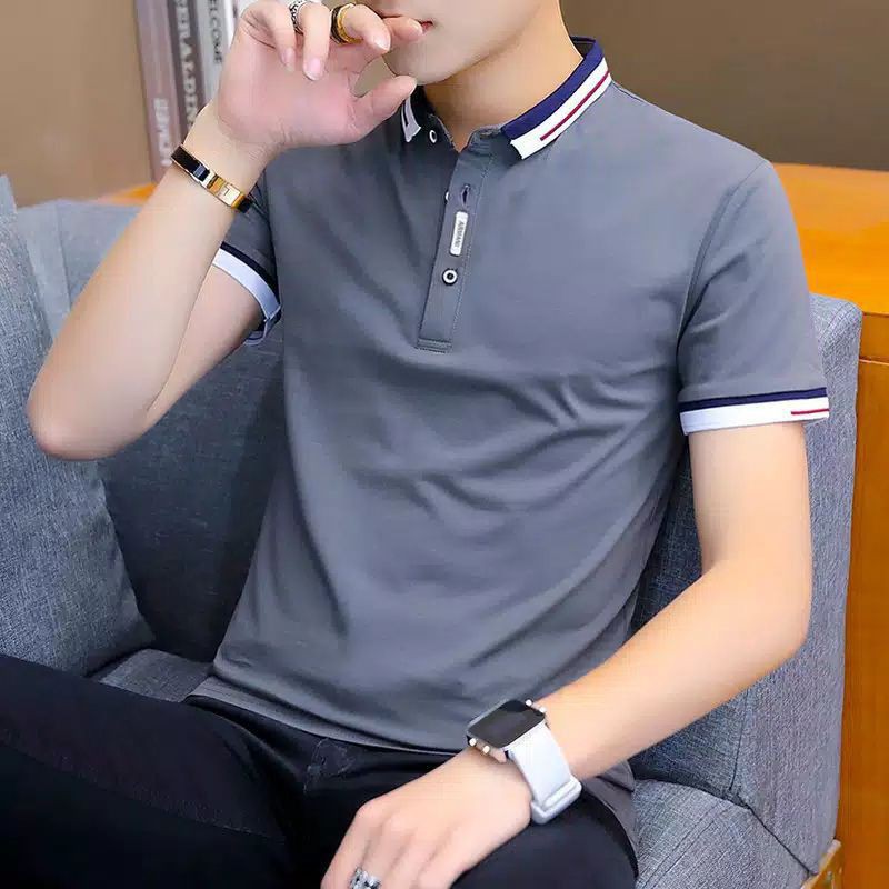 Polo Shirt Pria Business Formal Casual Polo Pendek Fashion kaos lengan pendek pria