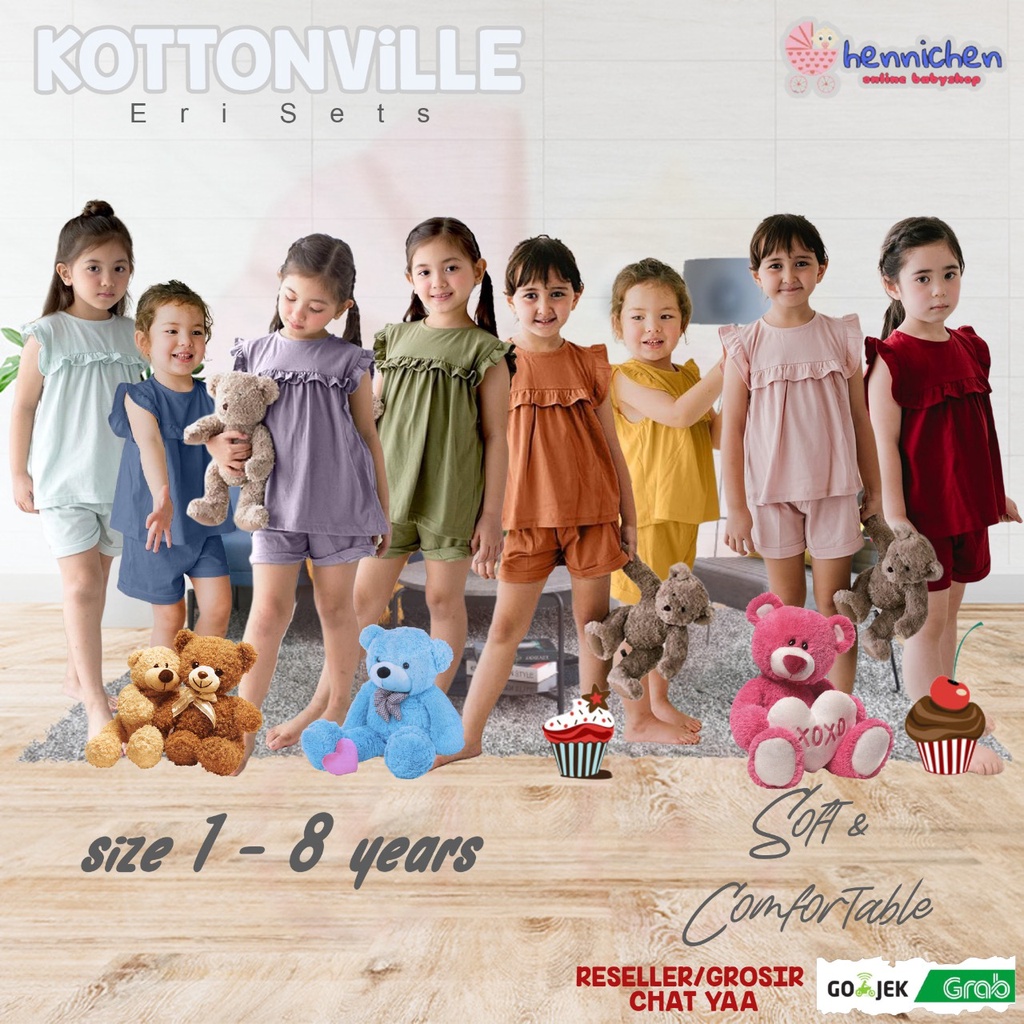 SETELAN ANAK PEREMPUAN ATASAN ANAK PEREMPUAN KOTTONVILLE SETELAN  BAJU ANAK PEREMPUAN Takoyakids Eri Sets 1-8 thn