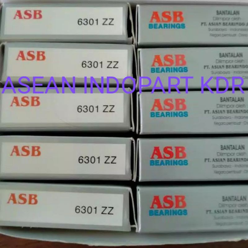 Ball bearing laher bearing 6301 ZZ ASB ukuran 12mm x 37mm x 12mm