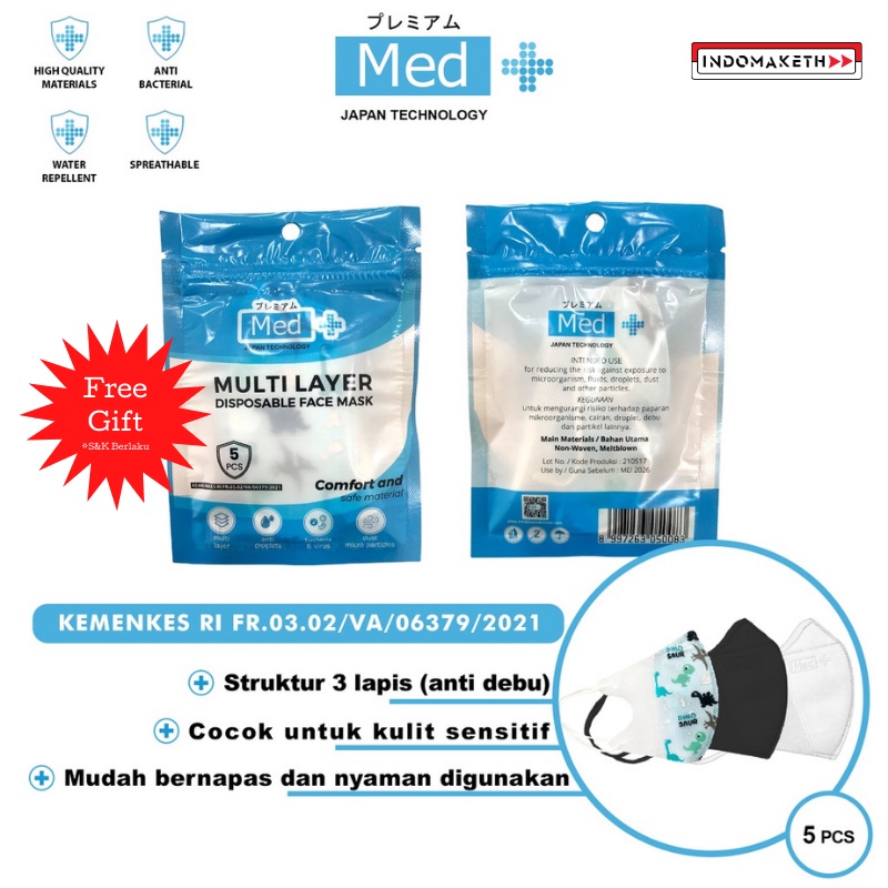 (Free Gift) Med+ Masker Korea Duckbill Anak & Dewasa 3ply Disposable Face Mask Sekali Pakai Travel P