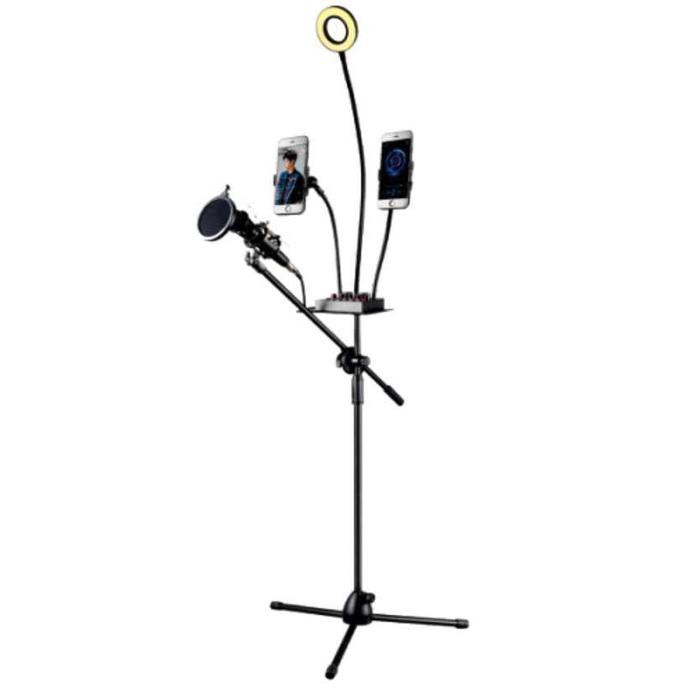 Super G050 Microphone Standing Holder Tripod 2Xsmartphone Holder&Ring Light Sale