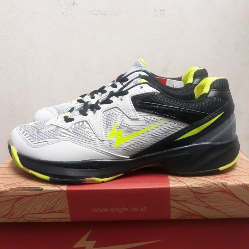 Sepatu Badminton Eagle Huricane Abu Muda/Hitam