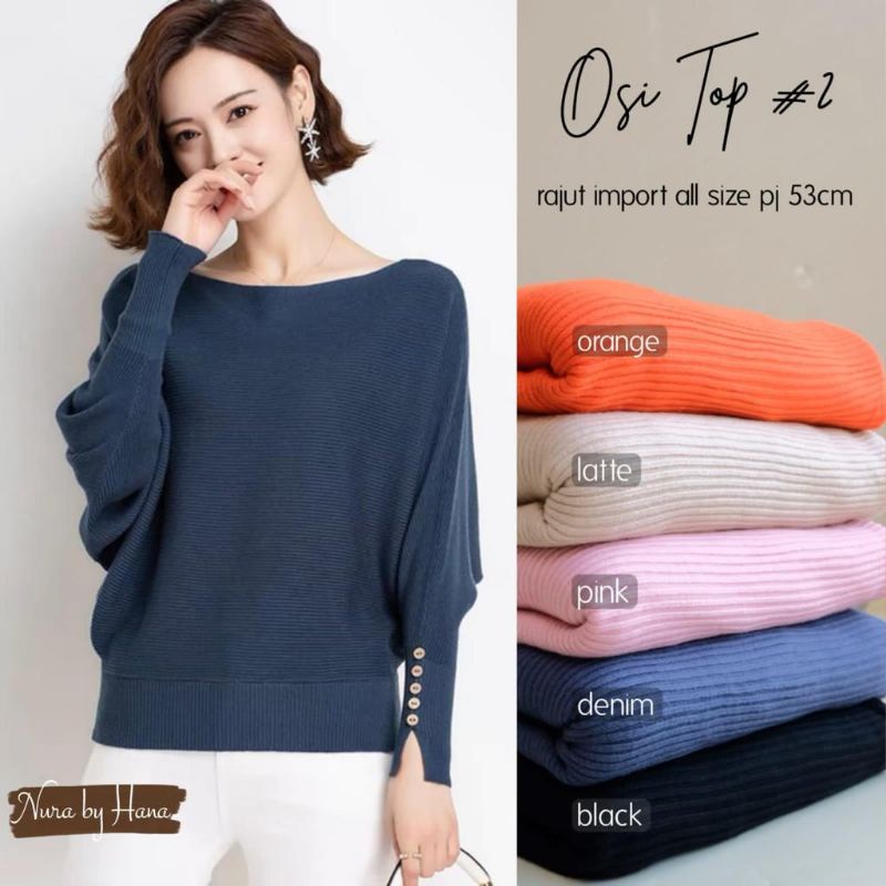 OSI TOP #2  BY NURA SWEATER/BLOUSE RAJUT IMPORT HALUS BATWING