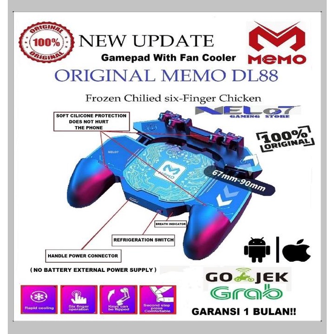 Original MEMO DL88 Gamepad Cooler 6 Fingerplay Pendingin HP Gamepad