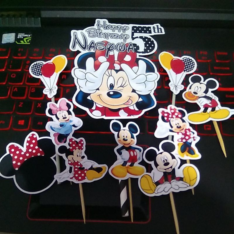 cake topper kue minnie mickey mouse mini miki birthday party