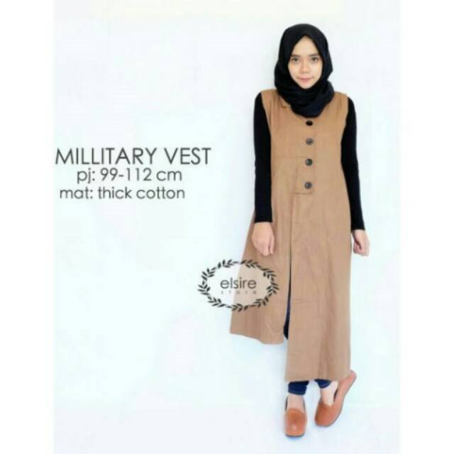 Batu atasan wanita luaran millitari vest coklat mocca