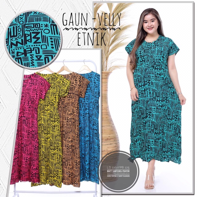 Gaun home dress veli etnik serut homey dress baju santai rumahan wanita