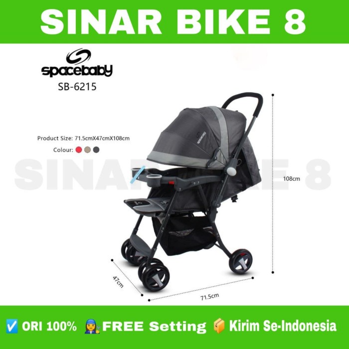 Kereta Dorong Bayi Baby Stroller SPACE BABY SB 6215 REVERSIBLE STIR