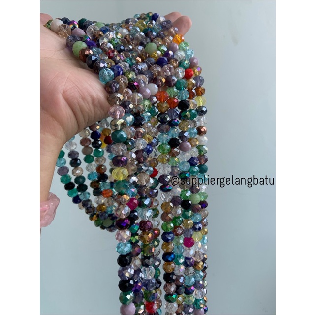 Crystal Ceko multicolor 10mm mix campur warna bahan craft manik donat