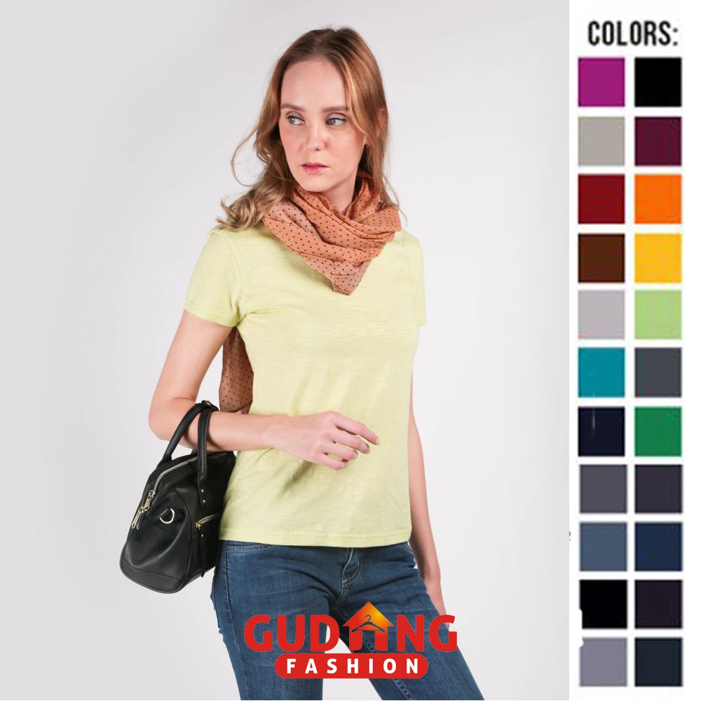 Kaos Polos Wanita Lengan Pendek Cotton Combed S20 - Banyak Pilihan Warna FW (COMB)