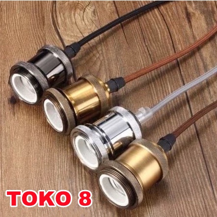 FITING LAMPU GANTUNG E27 ALUMINIUM + KOP KABEL TANPA EDISON FILAMENT