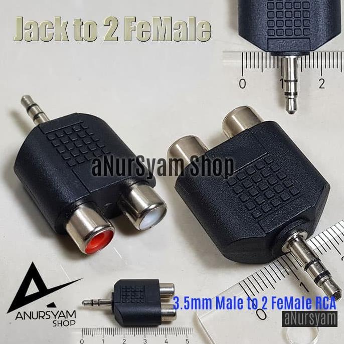 Jack Audio Cabang / 3.5mm Stereo Male to 2 Female RCA Sanbungan Audio anursy44 Ayo Order