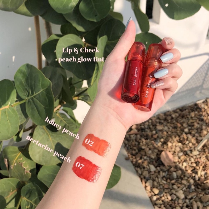 Baby Bright Lip &amp; Cheek Peach Glow Tint เบบี้ ไบรท์ ลิปทิ้นท์พีช เนื้อออยล์ 2.4 กรัม