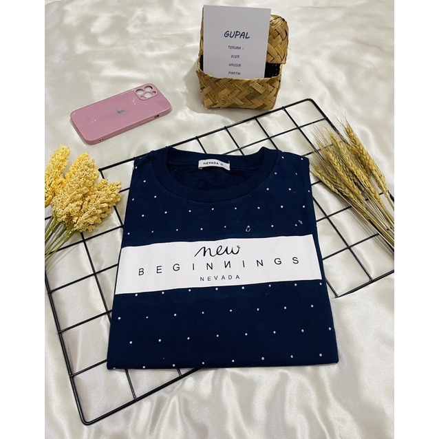 Sweater Cewe NEVADA Polkadot // Sweater Wanita Murah-Navy Polka