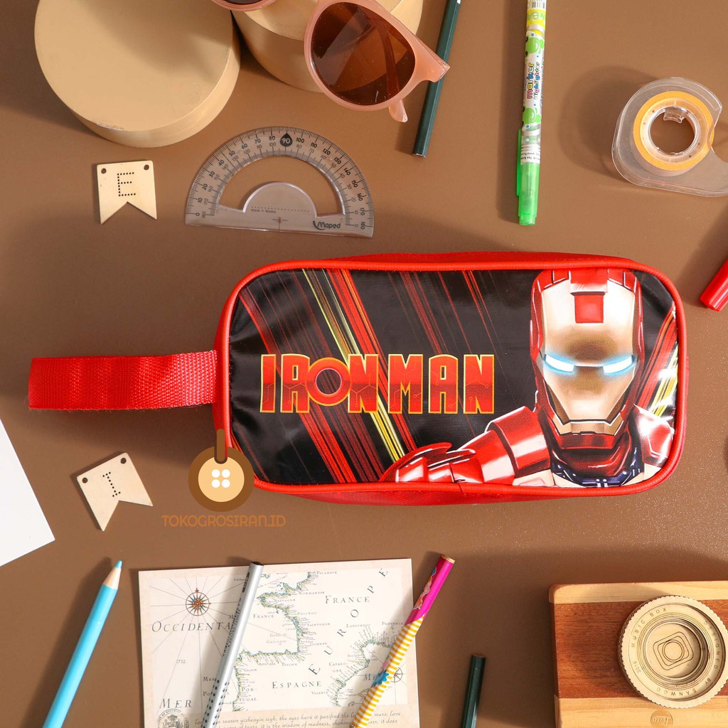 TOKOGROSIRAN.ID - KOTAK PENSIL ANAK COWOK IRONMAN SUPERHERO PENCIL CASE PREMIUM MURAH