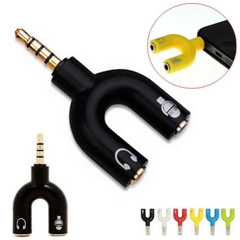 Audio Splitter U Shape 2in1 Jack 3.5mm to Dual Female Headset Mic