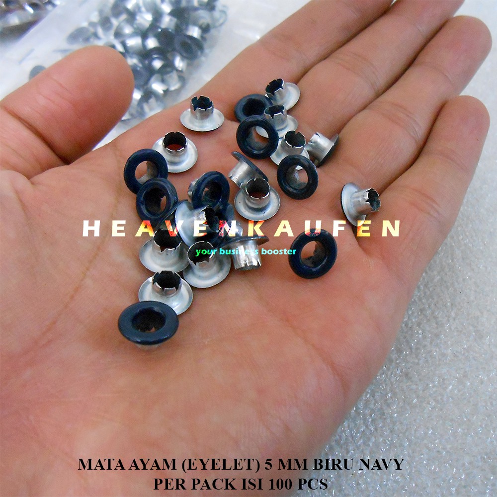 Mata Ayam Eyelet Mata Itik 5 mm Warna Biru Dongker Navy Harga Per Pack isi 100 Pcs